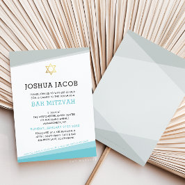 BAR MITZVAH CONVITE cinzas legal de azul-turquesa