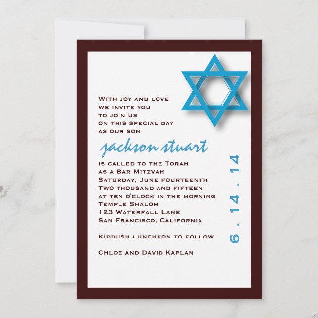 Bar Mitzvah Convite Jackson (Frente)