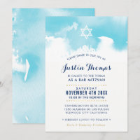 BAR MITZVAH convite para aqua azul-aqua moderna