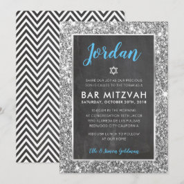BAR MITZVAH convite para brilho legal de prata do 