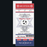 Bar Mitzvah - Convite para ingresso<br><div class="desc">Tíquete de Futebol Vermelho e Azul com a Estrela de David para o seu Bar Mitzvah Convite. Estrela de David com uma cor azul esmaecida no fundo. Se você precisar de uma combinação de cores diferente ou qualquer outra alteração de design, envie um e-mail para paula@labellarue.com ANTES DE PERSONALIZAR OU...</div>