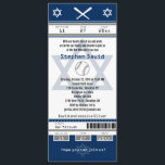 Bar Mitzvah Convite para Tíquete de Basebol<br><div class="desc">Tíquete de basebol Marinho azul, branco e Cinza com a estrela de David para o seu Bar Mitzvah Convite. Dois capacetes de futebol para as suas iniciais e estrela central de David numa cor azul esmaecida. Se você precisar de uma combinação de cores diferente ou de qualquer outra alteração de...</div>
