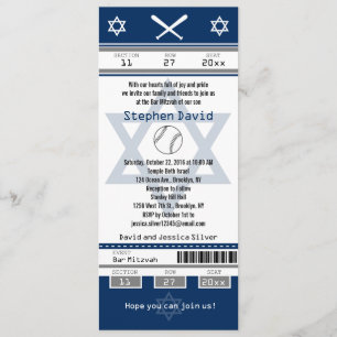 Bar Mitzvah Convite para Tíquete de Basebol