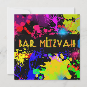 Bar Mitzvah Convite Pinta Colorida Splatter