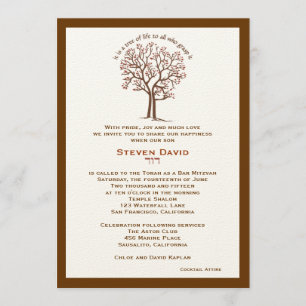 Bar Mitzvah Convite Steven Tree of Life Brown