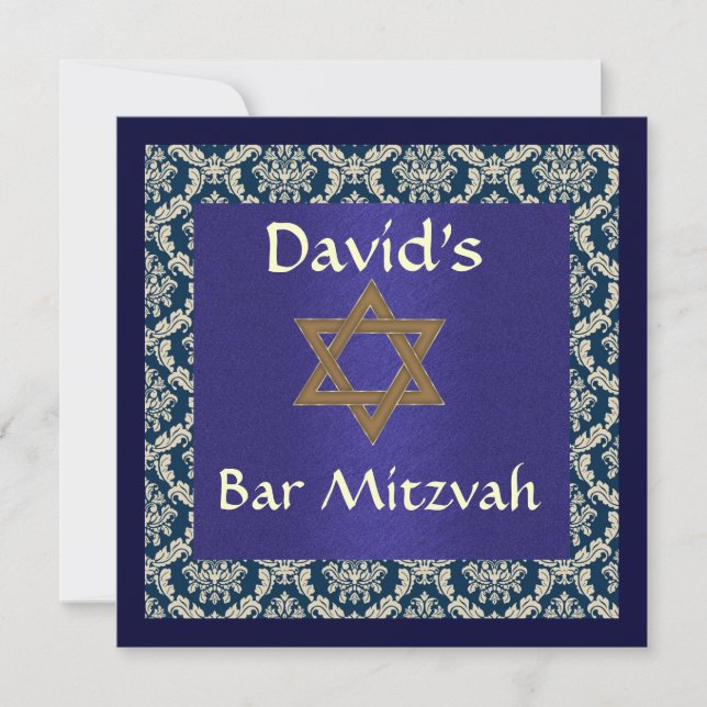 BAR MITZVAH DAMASK CONVITES (Frente)