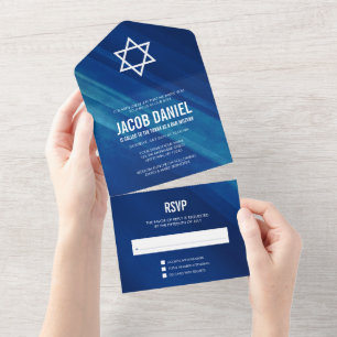 Bar Mitzvah Grunge Azul Moderno