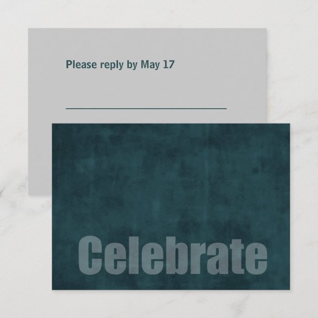 Bar Mitzvah Grunge Placa RSVP Teal (Frente/Verso)