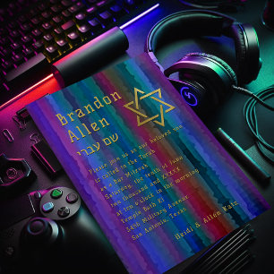 Bar Mitzvah Jewel Tone Streaks Convite