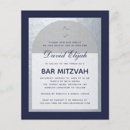 Bar Mitzvah Marinho Azul Prateado Convite Orçament