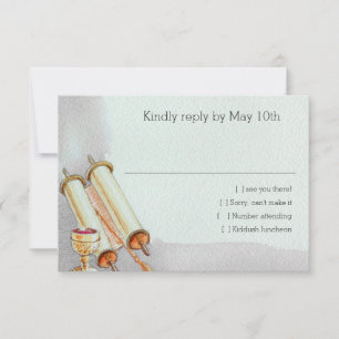 Bar Mitzvah Motifs em Watercolor RSVP
