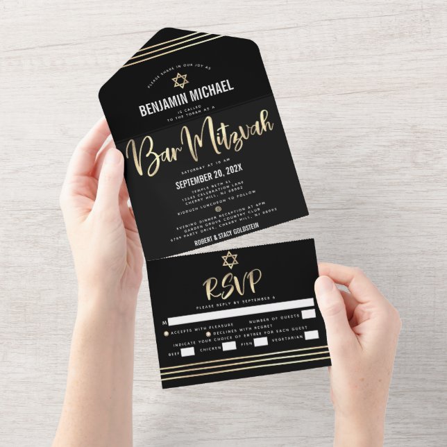 Bar Mitzvah Ouro Preto Folha de Script Tallit Fest (Tearaway)