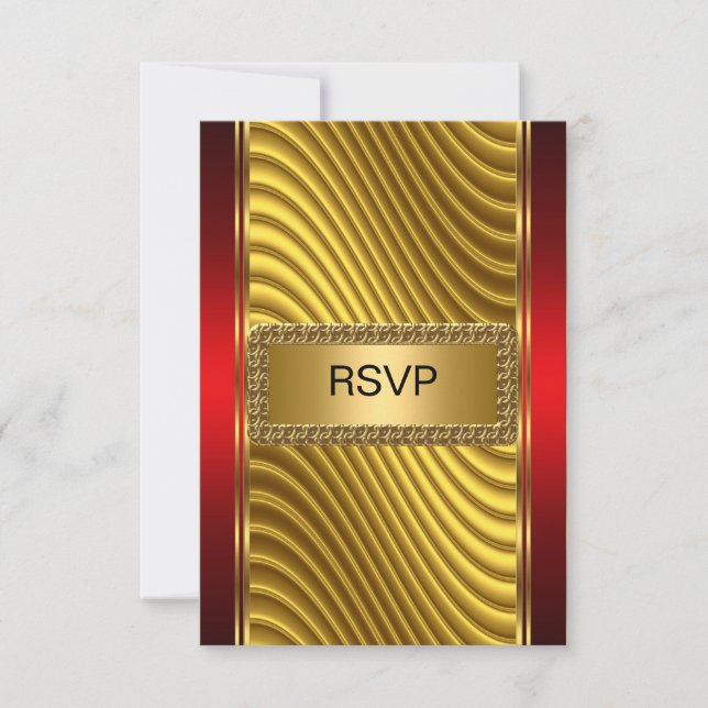 Bar Mitzvah rsvp Dourado e Vermelho (Frente)