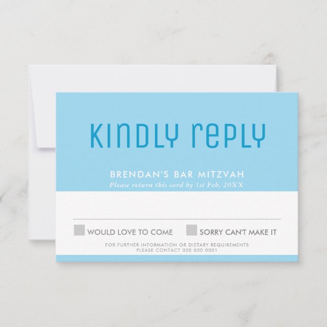 BAR MITZVAH RSVP — na moda estrela giro de azul-es (Frente)