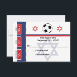 Bar Mitzvah Soccer Ticket RSVP<br><div class="desc">Tíquete de Futebol Vermelho e Azul com a Estrela de David para o seu cartão RSVP de Bar Mitzvah / Bat Mitzvah. Bola de Futebol com Estrela Vermelha de David e estrela central de David em uma cor azul esmaecida. Se o esquema de cores não for o que você queria,...</div>