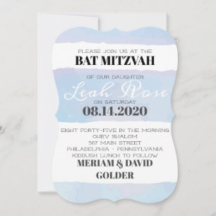 BAR Mitzvah, SUBTLE WATERCOLOR Bat Convite