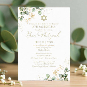 Bar Mitzvah Watercolor Convite Eucalipto