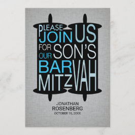 Bar moderno de Torah Mitzvah Cinza de Convite e Az