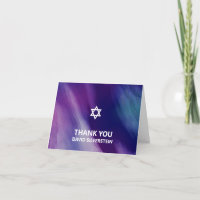 Bar moderno Mitzvah Cartões de agradecimentos azul