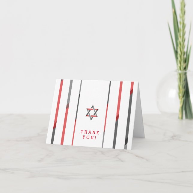 Bar Moderno Mitzvah Obrigado Cartões | Vermelho e  (Frente)