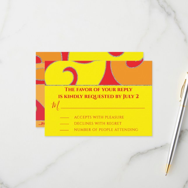 Bar ou Bat Mitzvah RSVP Silvery Swirls (Frente/Verso In Situ)