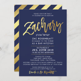 BAR PERSONALIZADO Mitzvah Convite para marinho Zac
