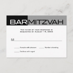 Bar preto e Cinza Mitzvah Resposta RSVP