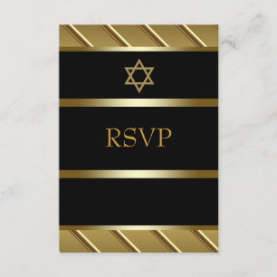 Bar preto e Dourado Mitzvah RSVP
