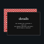 Bar preto e vermelho moderno Mitzvah Convite Inser<br><div class="desc">Esta placa de inserção de tendência apresenta letras em negrito na parte frontal e um padrão moderno no verso. Adicione seu texto usando o formulário modelo. Altere a fonte,  o layout e as cores usando o recurso Personalizar.</div>