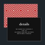 Bar preto e vermelho moderno Mitzvah Convite Inser<br><div class="desc">Esta placa de inserção de tendência apresenta letras em negrito na parte frontal e um padrão moderno no verso. Adicione seu texto usando o formulário modelo. Altere a fonte,  o layout e as cores usando o recurso Personalizar.</div>