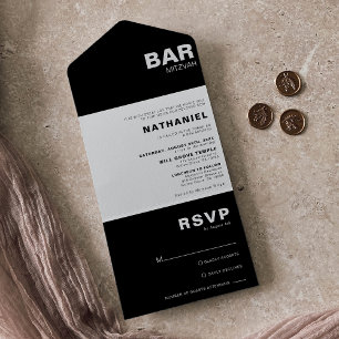 Bar preto Elegante minimalista Mitzvah