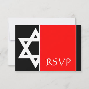 Bar preto vermelho corajoso Mitzvah RSVP da