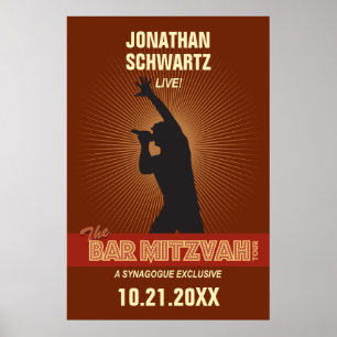 Bar Rock Star Mitzvah Poster em Brown