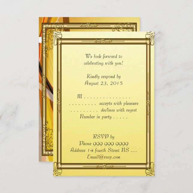 Bar RSVP Convite Mitzvah Dourado 2 (Frente/Verso)