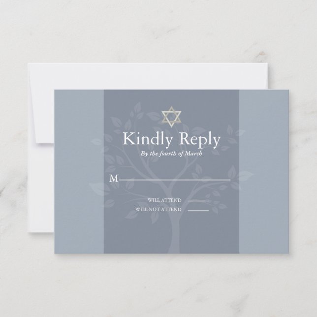 Bar RSVP Mitzvah Dusty Árvore Azul da Vida (Frente)