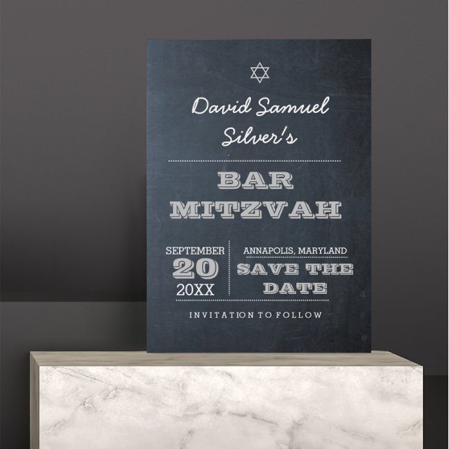 Bar Silver do Chalkboard Mitzvah Salve o Cartão de (Criador carregado)