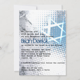 Bar SILVER TEXTURE STAR Convite Bat Mitzvah