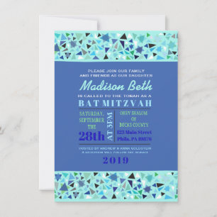 BAR STAR WALL Bat Mitzvah Convite Aqua