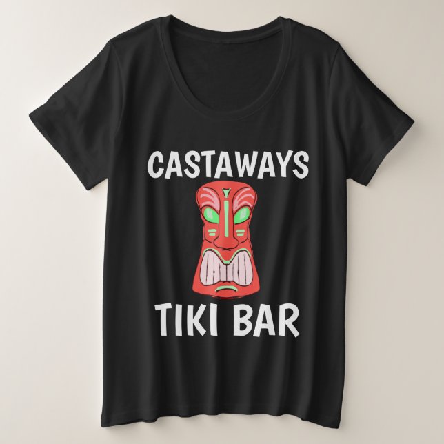 BAR TIKI CASTAWAYS T-Shirts Básicas Escuras (Frente do Design)