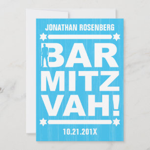 Bar tipo negrito Mitzvah Convite em Azul Claro
