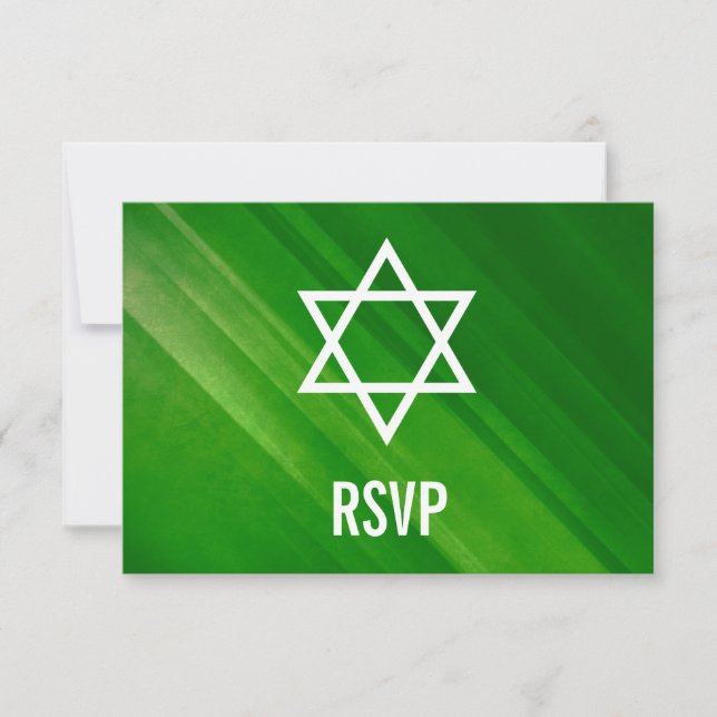 Bar Verde Moderno Mitzvah RSVP (Frente)