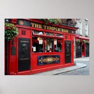 Bar vermelho do bar do templo no poster de Dublin