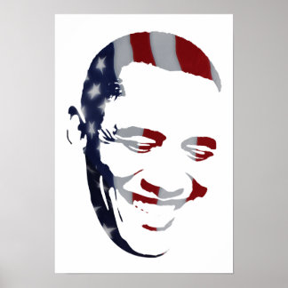 Barack Obama - Bandeira Americana - Poster