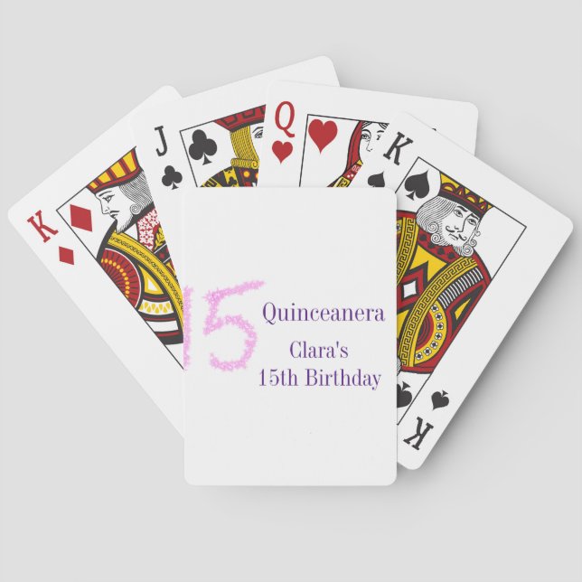 Baralho 15 de Quinceanera, modelo de relva rosa (Verso)