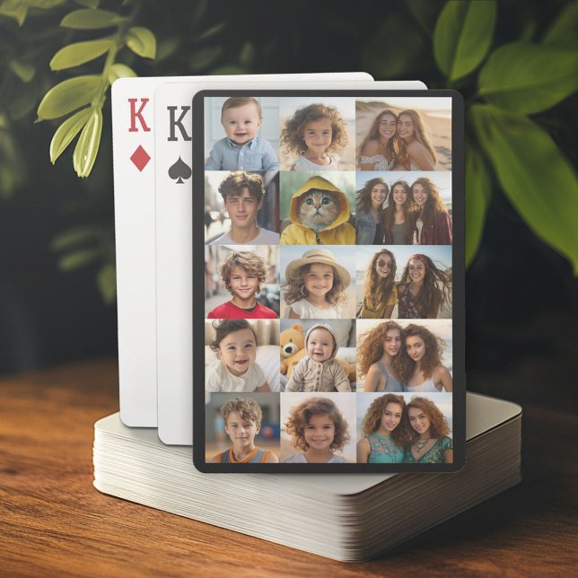 Baralho 15 Grade de Colagem de Fotos - fundo preto (Custom Playing Cards)