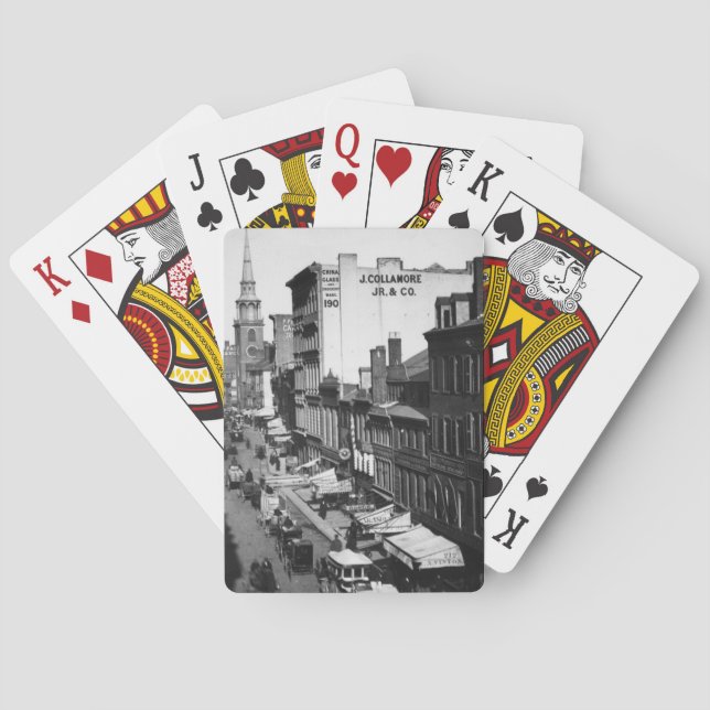 Baralho 1859:  Tráfego e lojas na rua de Washington (Verso)