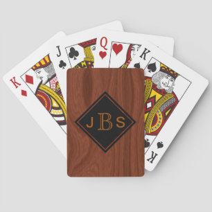 Baralho 3 olhar de mogno Monogrammed do Woodgrain das