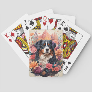 Baralho 3D Fantasia Floral Bernese Mountain Dog Birds Ver