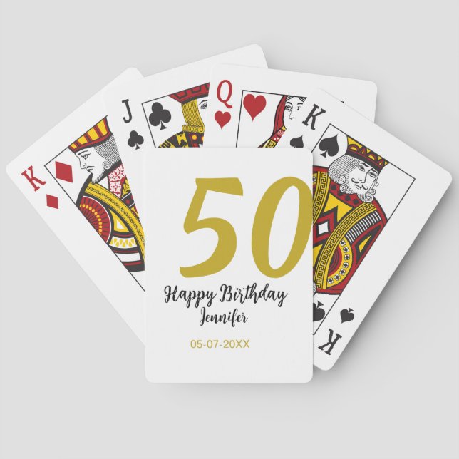 Baralho 50º aniversário adicionar nome data ano modelo neg (Verso)