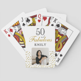 Baralho 50 and Fabulous Gold Glitter Photo 50th Birthday